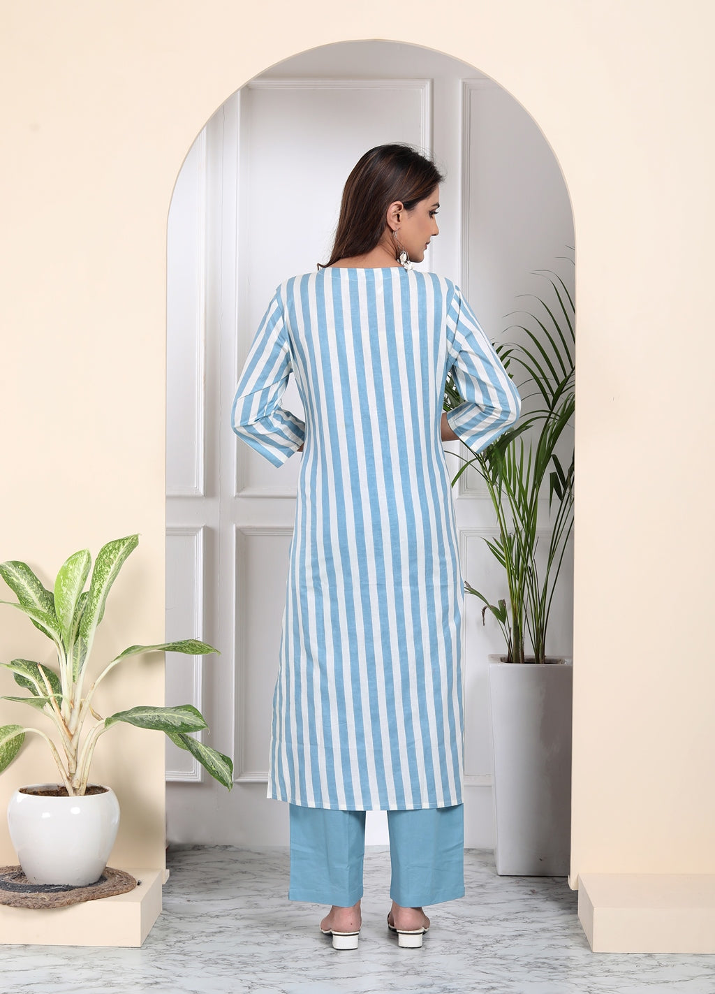 Blue striped suit set