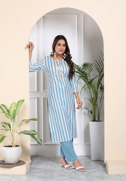 Blue striped suit set