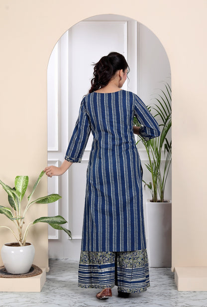 Royal indigo blue sharara set