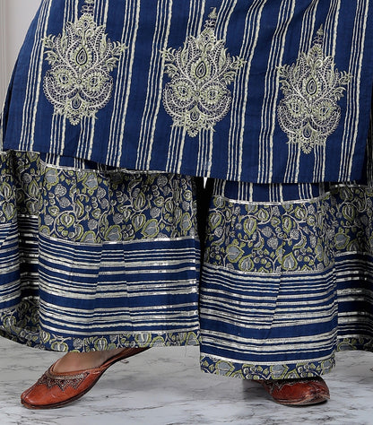 Royal indigo blue sharara set