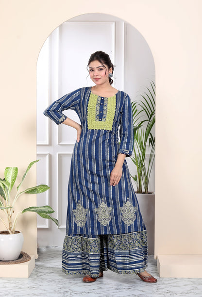 Royal indigo blue sharara set