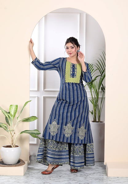 Royal indigo blue sharara set