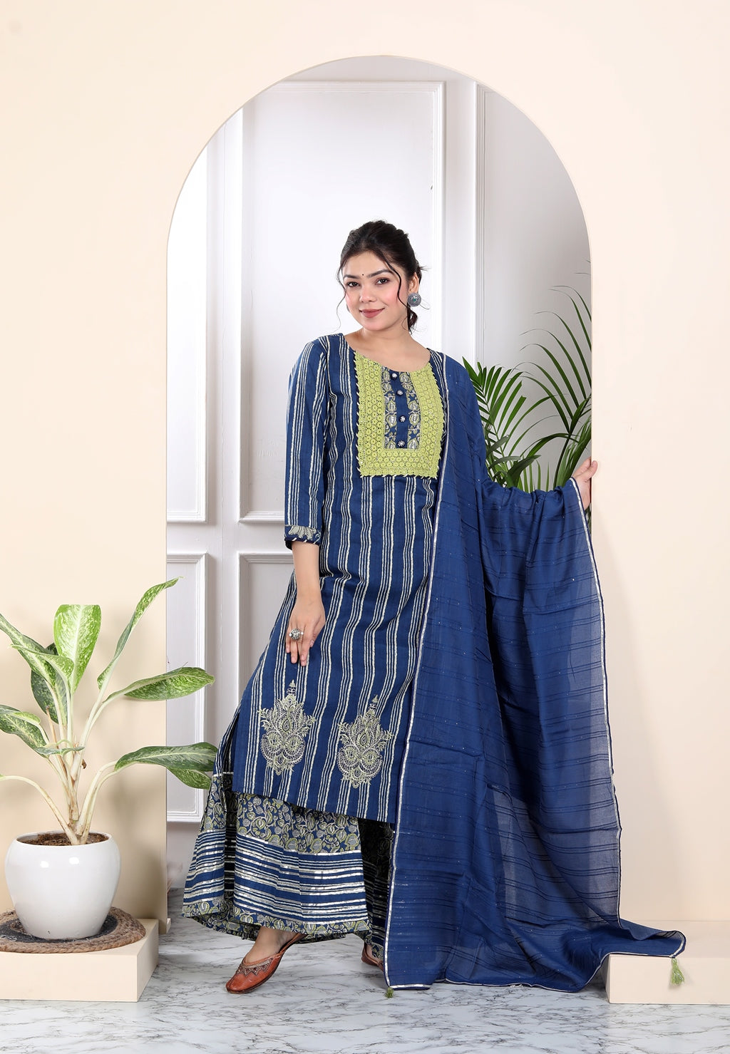 Royal indigo blue sharara set