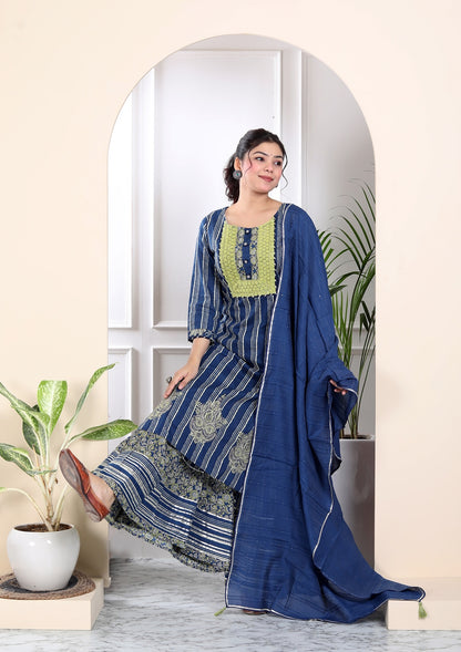 Royal indigo blue sharara set