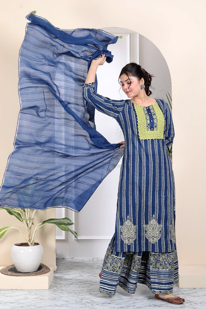 Royal indigo blue sharara set