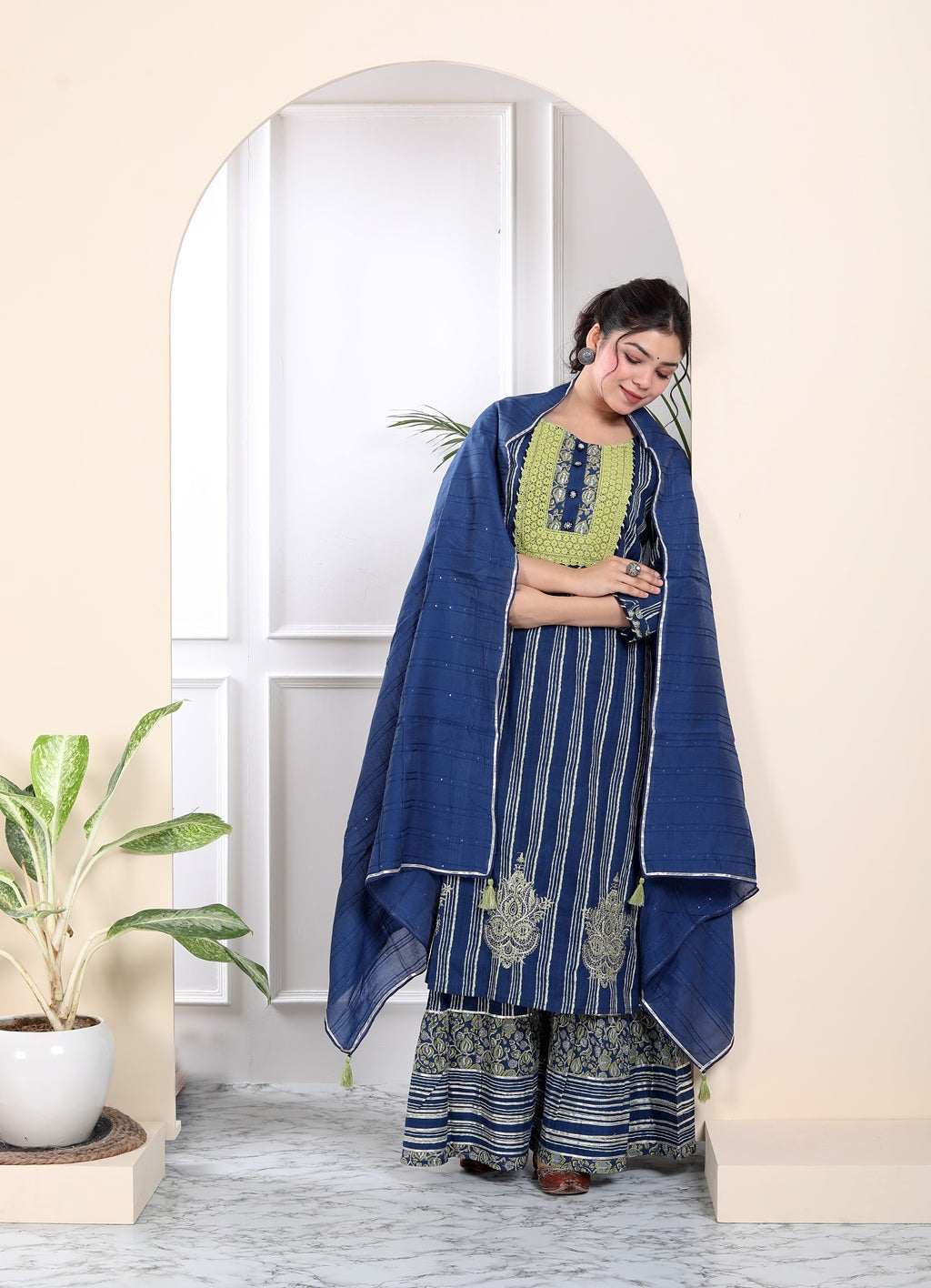 Royal indigo blue sharara set