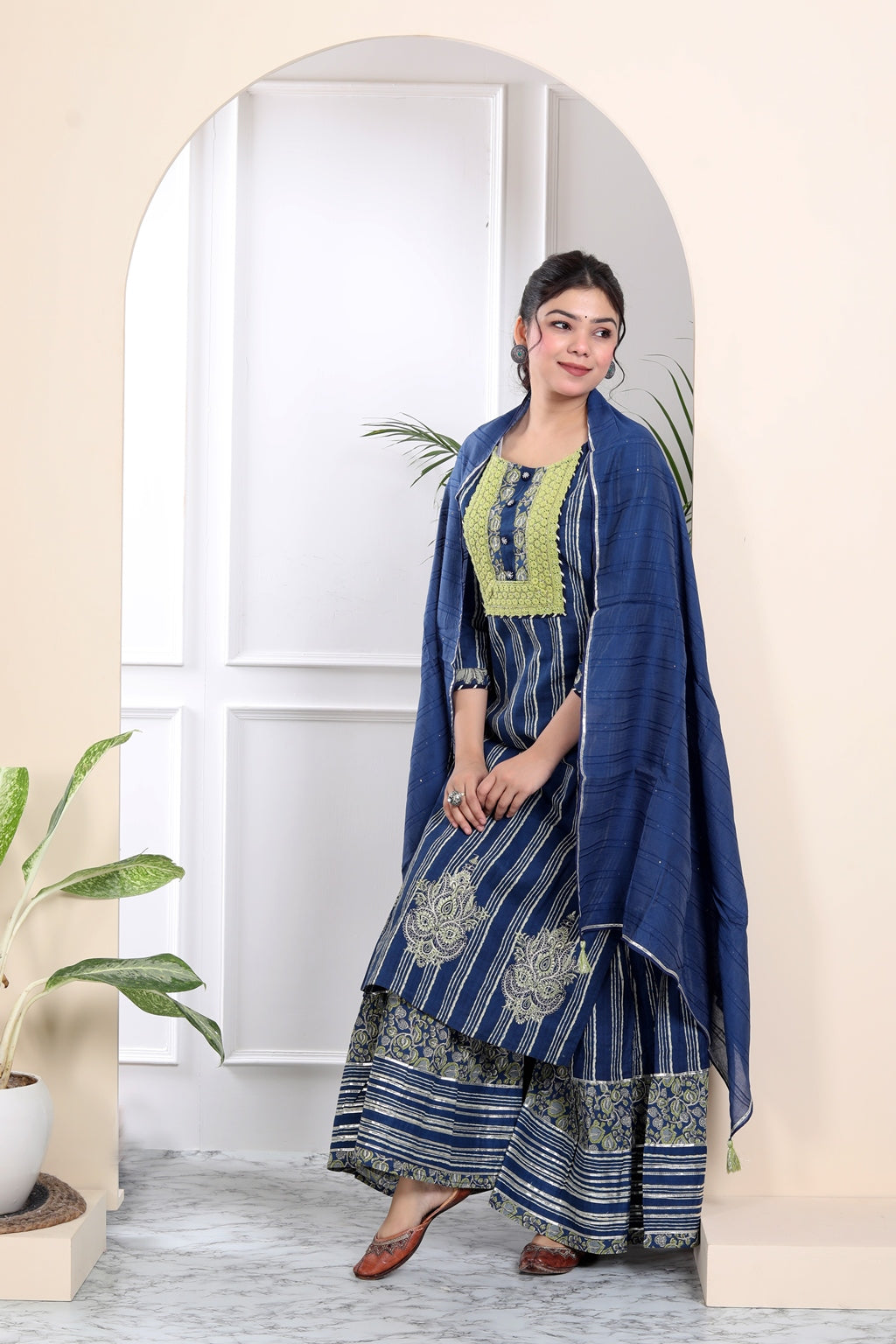 Royal indigo blue sharara set