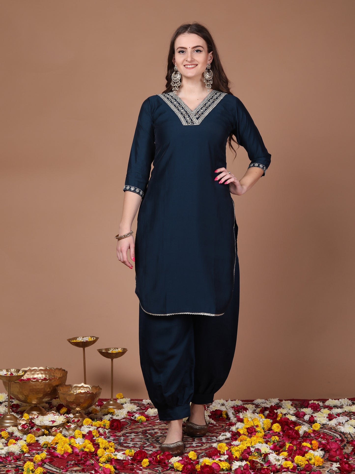 Navy blue taara sitara suit set