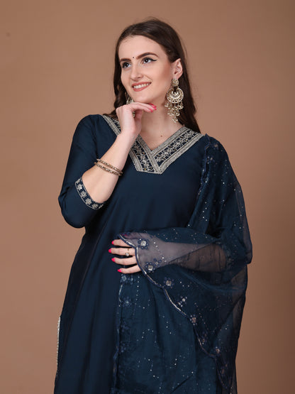 Navy blue taara sitara suit set