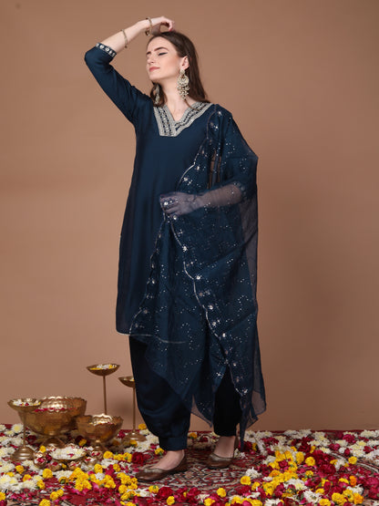 Navy blue taara sitara suit set