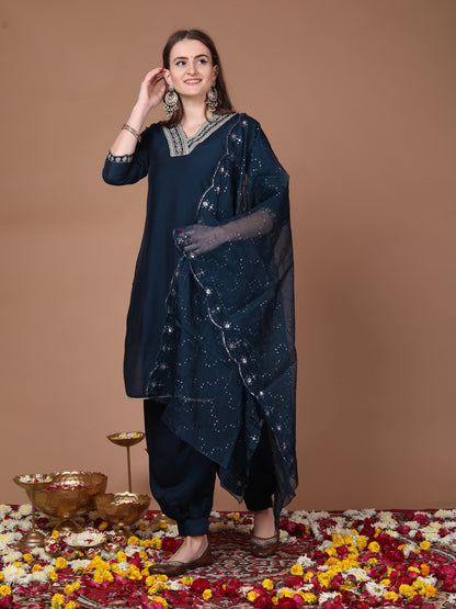 Navy blue taara sitara suit set