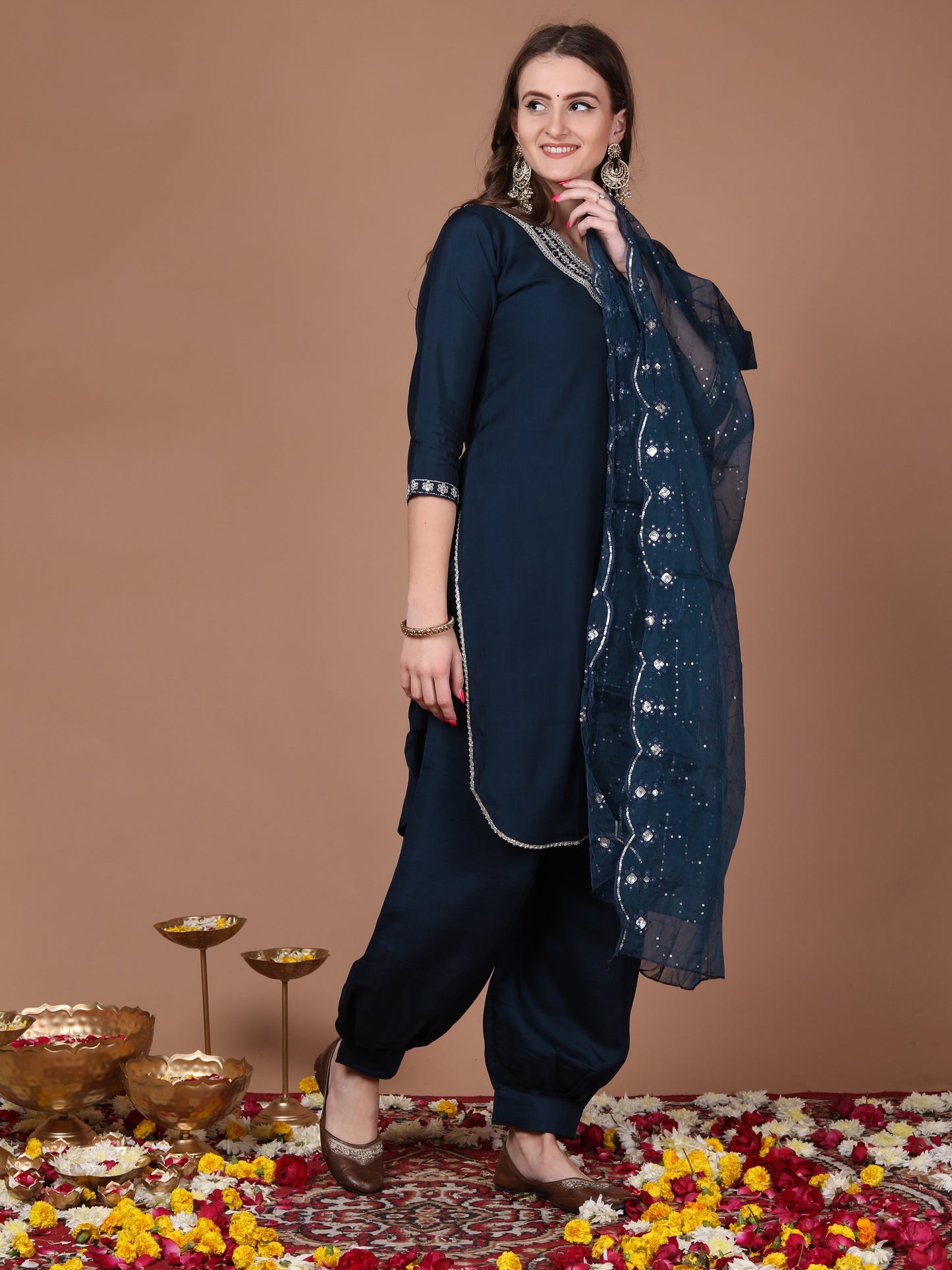 Navy blue taara sitara suit set