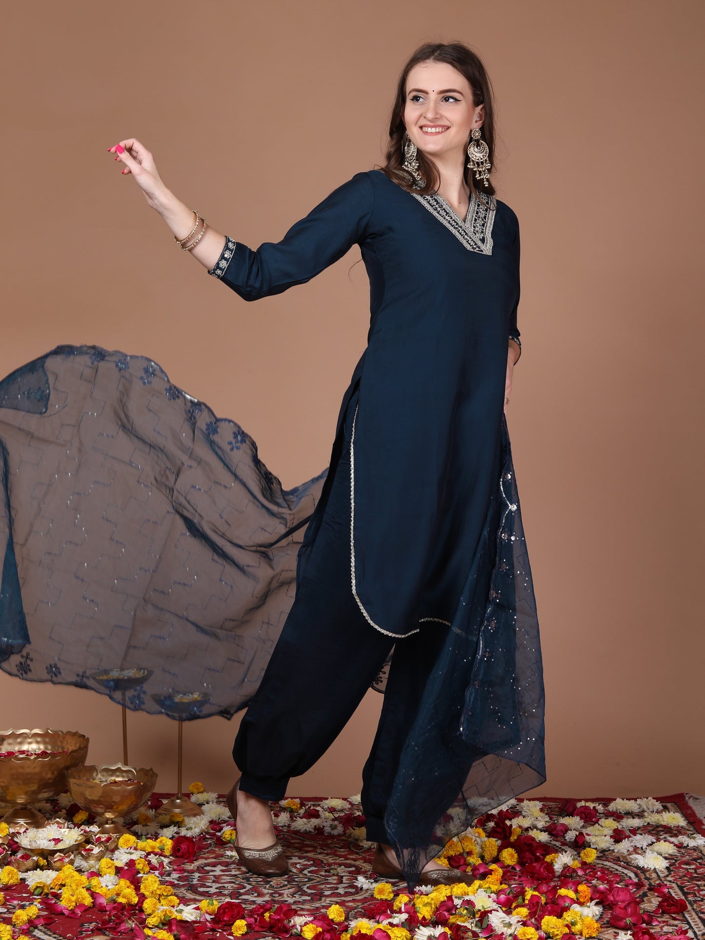 Navy blue taara sitara suit set