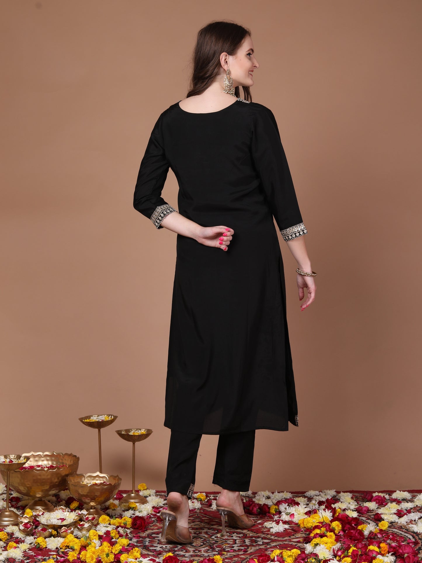 Black dori a-line suit set