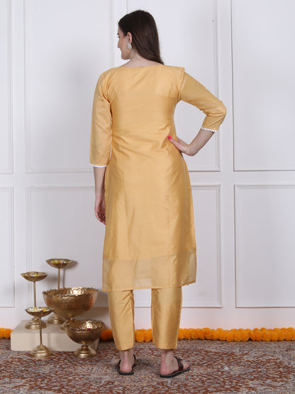 Yellow emboidered suit set