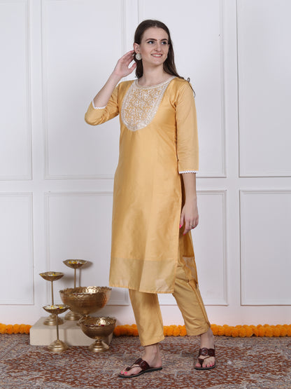 Yellow emboidered suit set