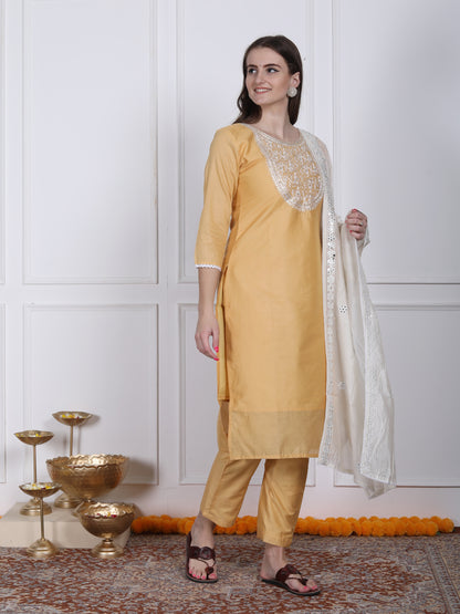 Yellow emboidered suit set