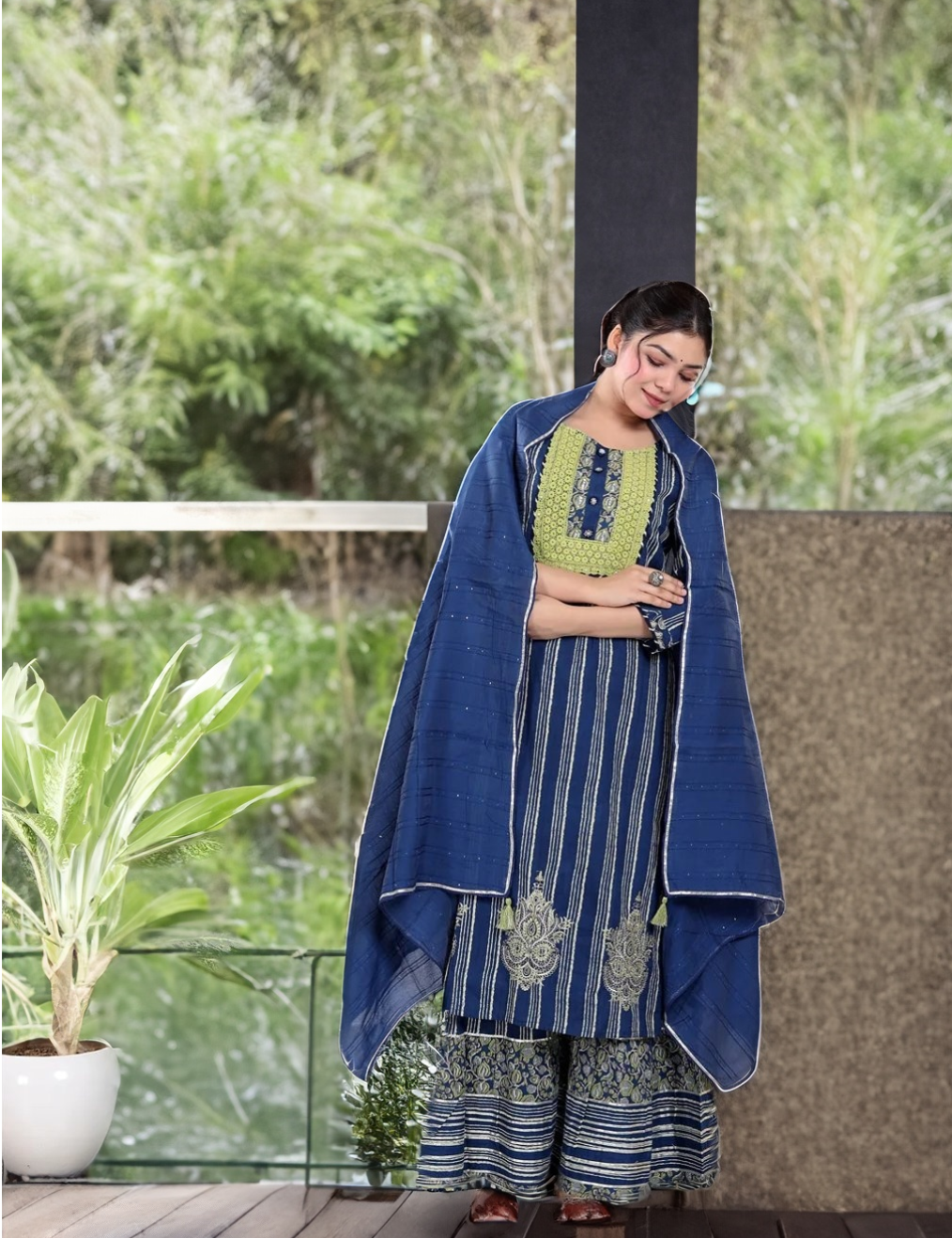 Royal indigo blue sharara set