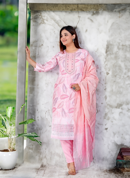 Pink shiffli suit set