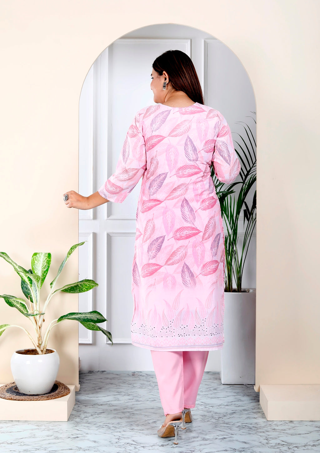 Pink shiffli suit set