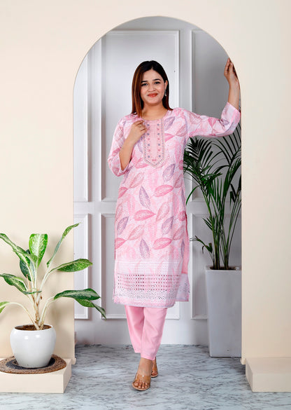 Pink shiffli suit set