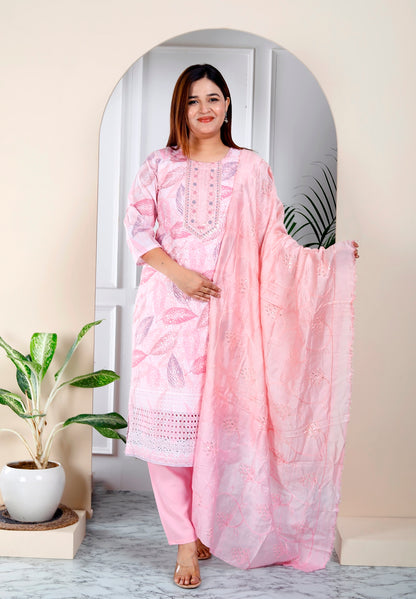 Pink shiffli suit set