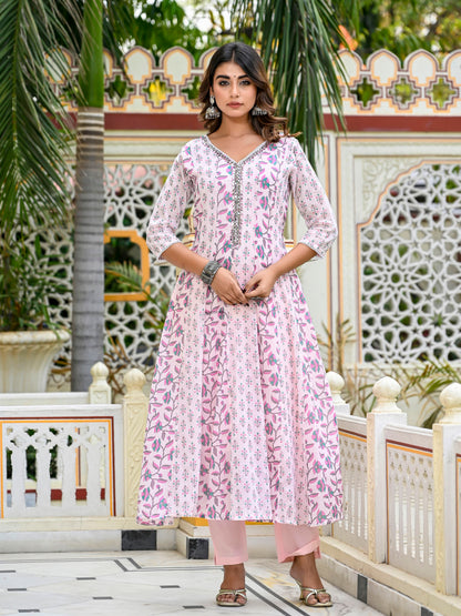 Pastel pink kalidar suit set