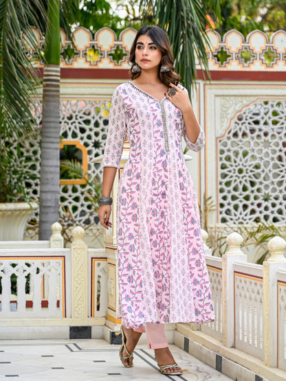 Pastel pink kalidar suit set