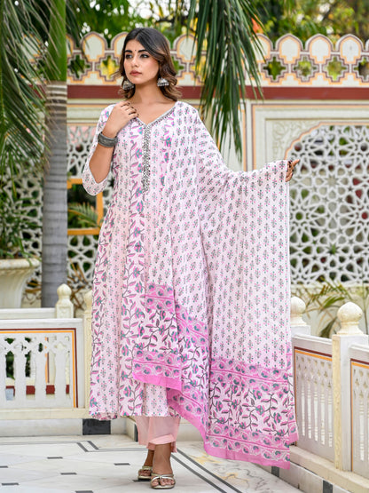 Pastel pink kalidar suit set