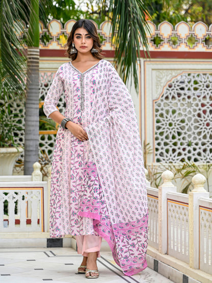 Pastel pink kalidar suit set