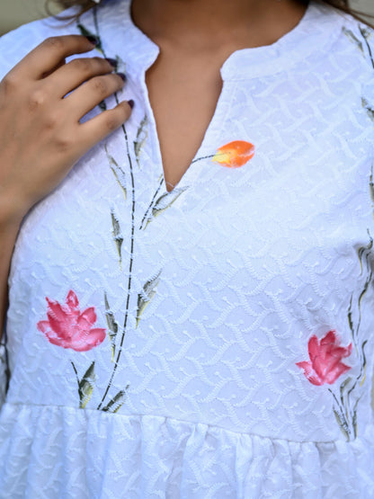 White brush print dress