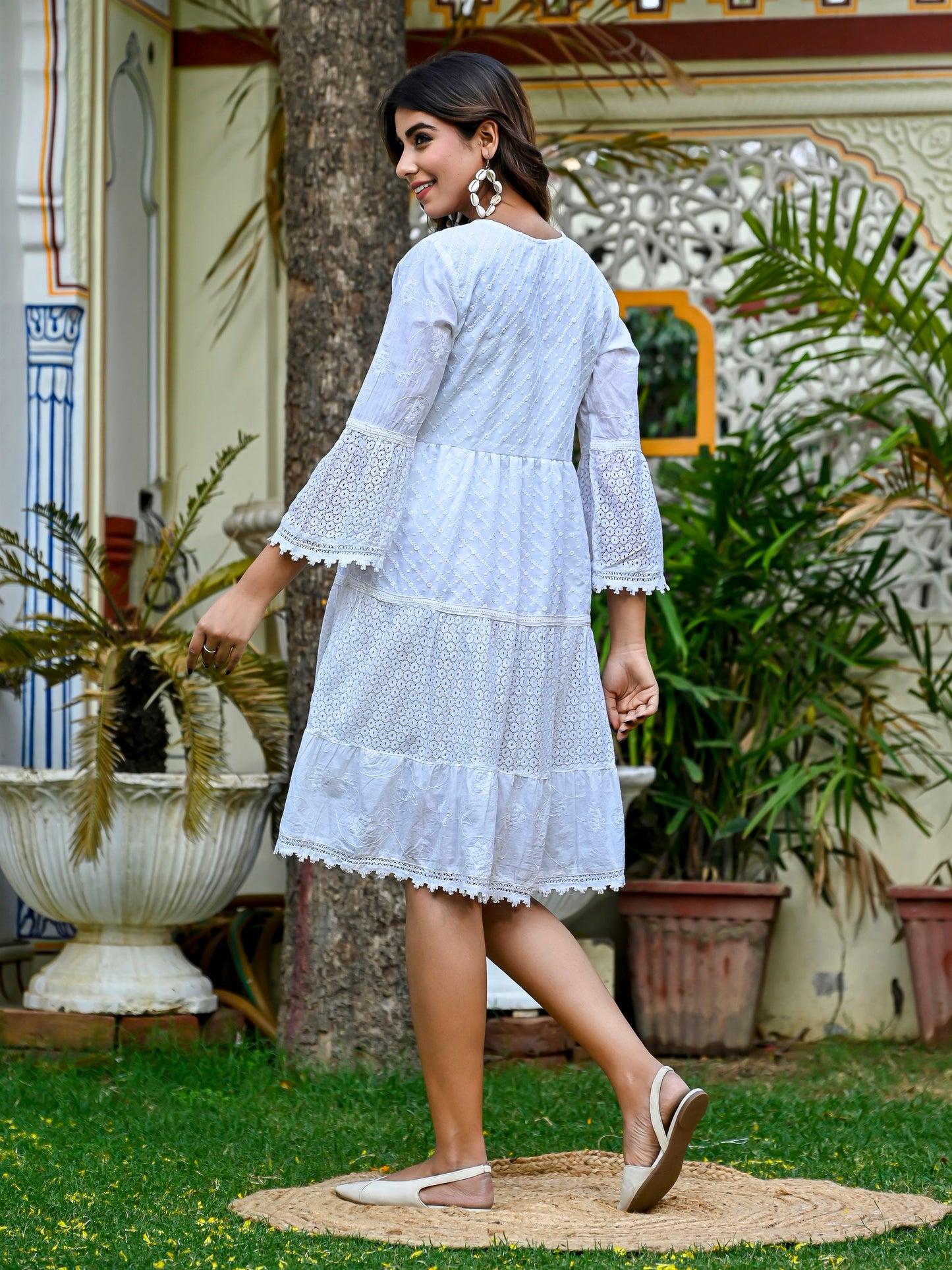 Dreamy white scallop dress