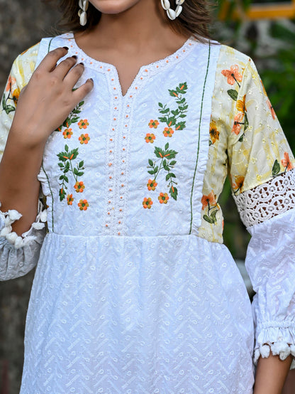 Floral cotton tiered dress