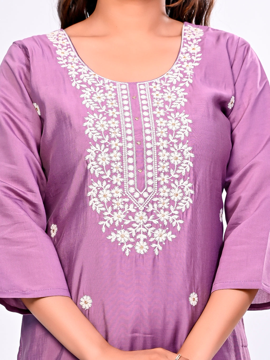 Violet Embroidered Suit Set