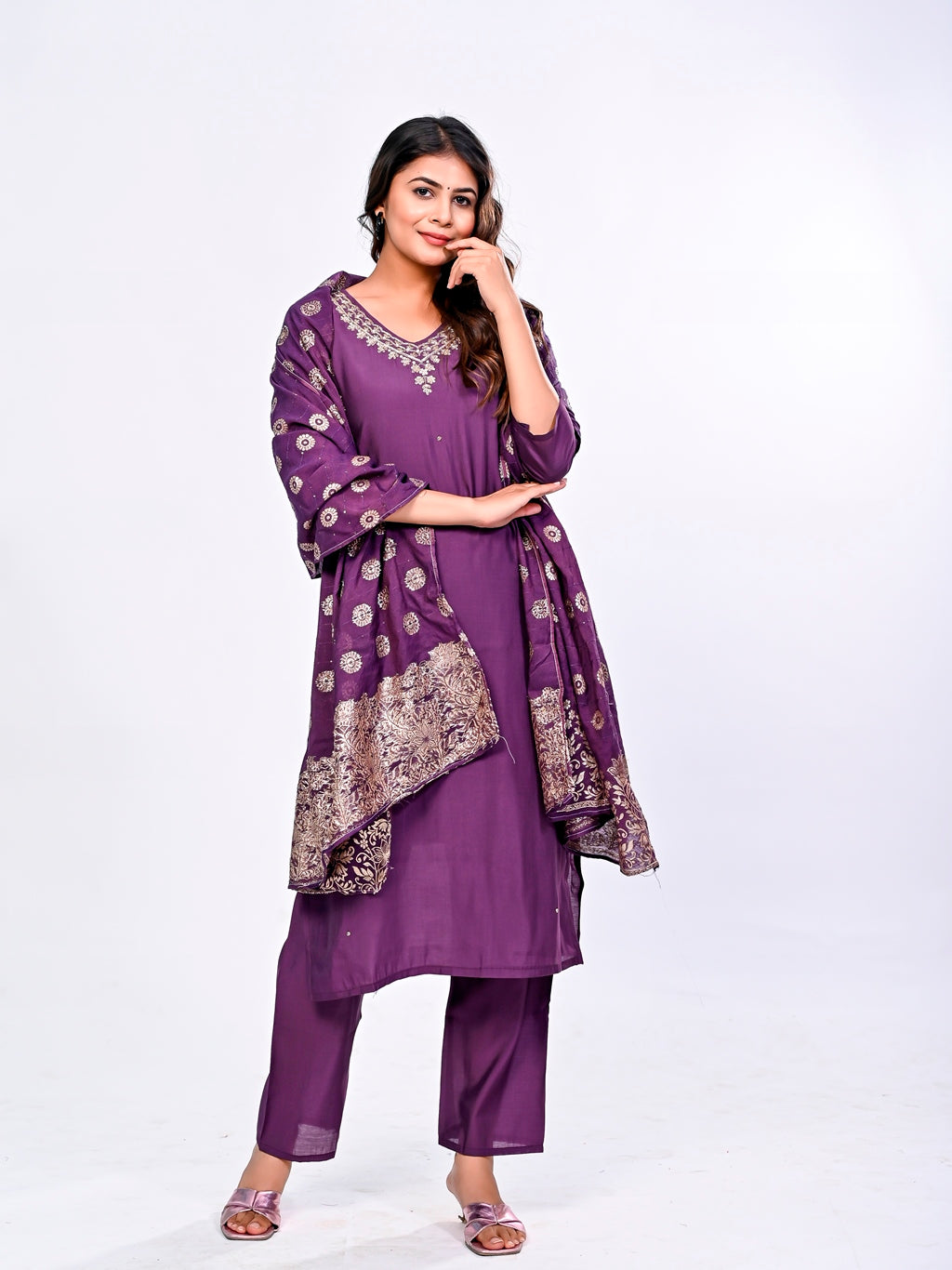 Deep Purple Handwork Suit Set