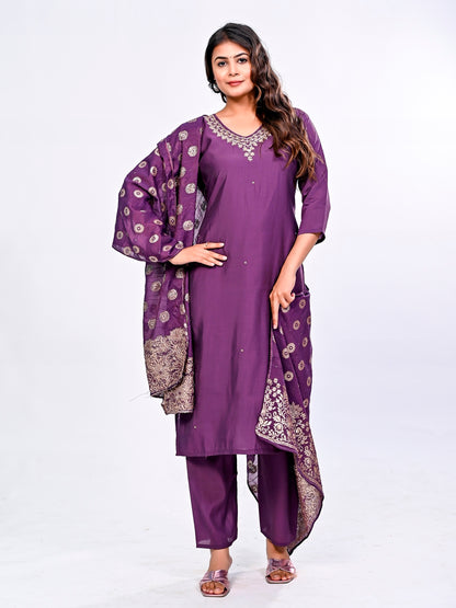 Deep Purple Handwork Suit Set