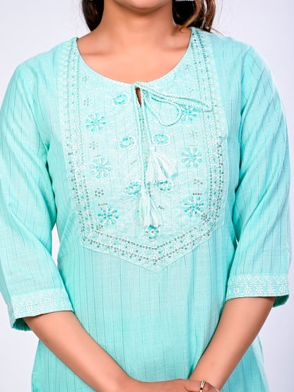 Sky Blue Embroidered Suit Set