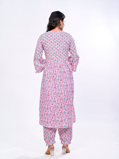 Lilac Pink Floral Suit Set