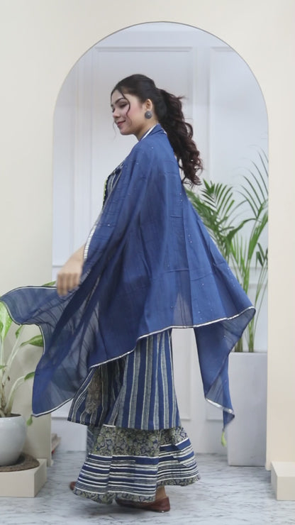 Royal indigo blue sharara set